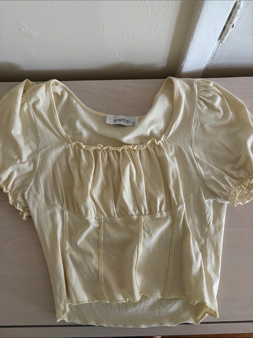 Yellow Ruffled Scoop Crop Top